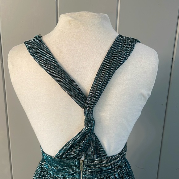 Lulus Halter Dress Green Cocktail Party Glam Glitter Mermaid Womens Metallic - Picture 5 of 8